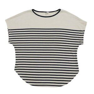 Striped short sleeve casual top by Max Studio London, navy and white. Size XS.